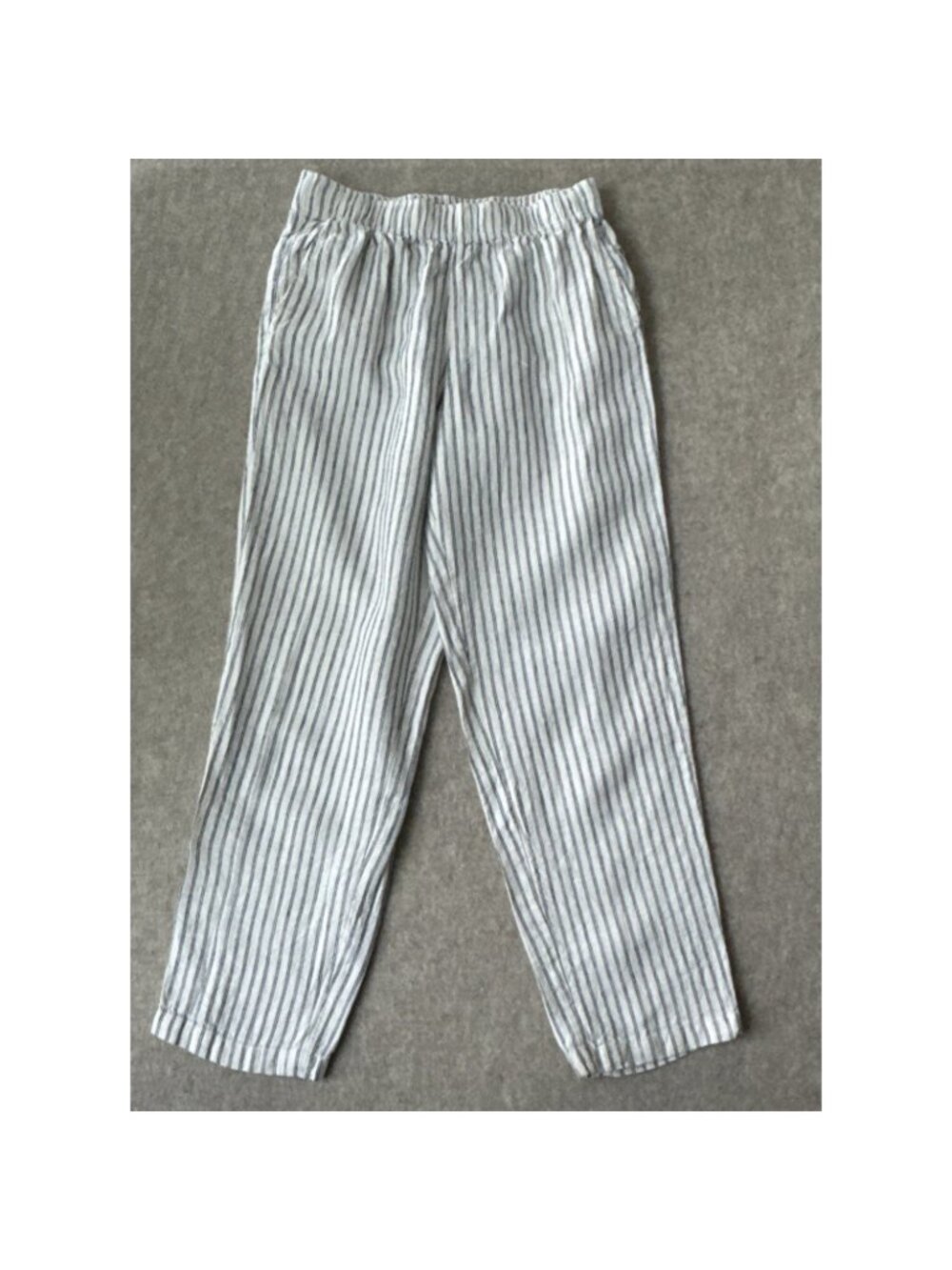 ALEX MILL Standard Striped Linen Straight Leg Pants Womens M Full Length